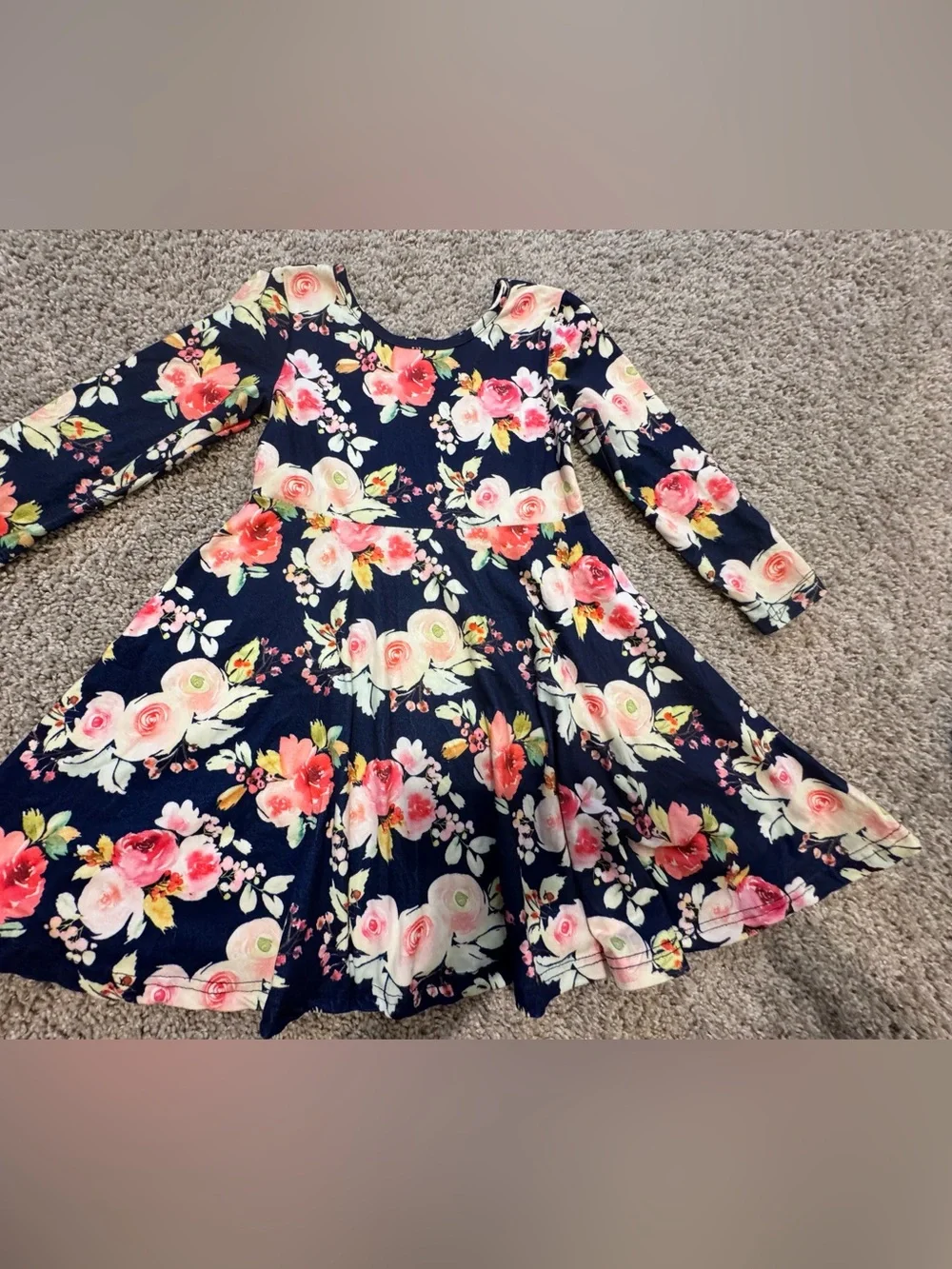 Girls' Navy Floral Twirl Dress - Brand - Picture 1 of 4